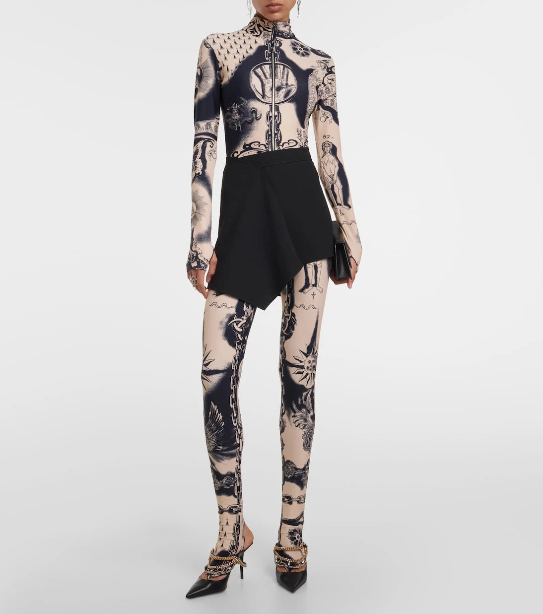 Jean Paul Gaultier - Tattoo Collection printed jersey catsuit