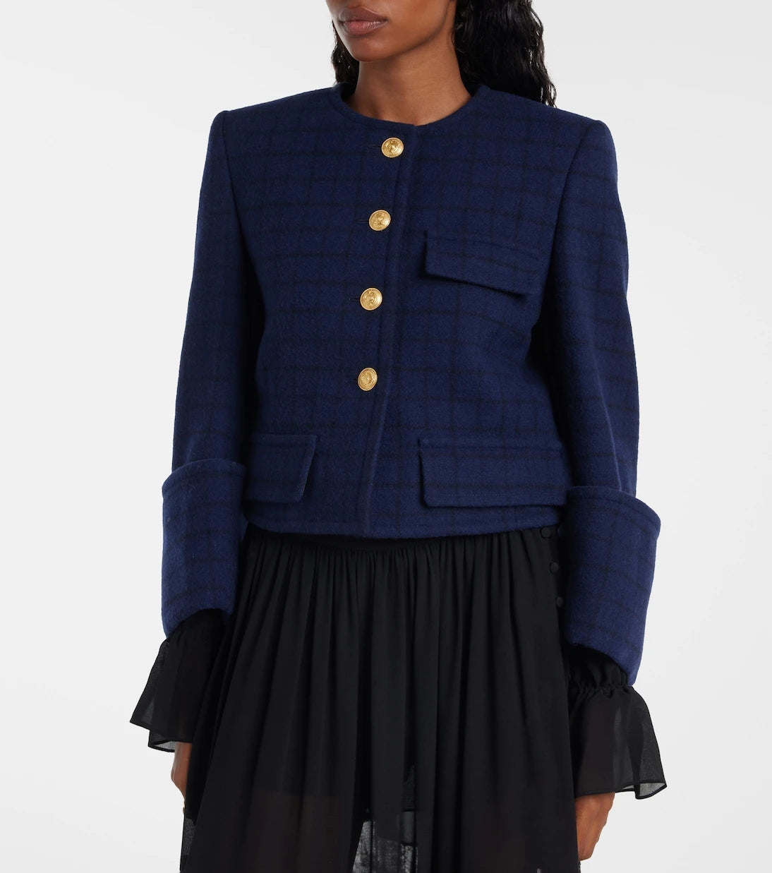 Chloé - Checked cropped wool-blend jacket