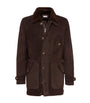 Brown Suede-Shearling Pea Coat