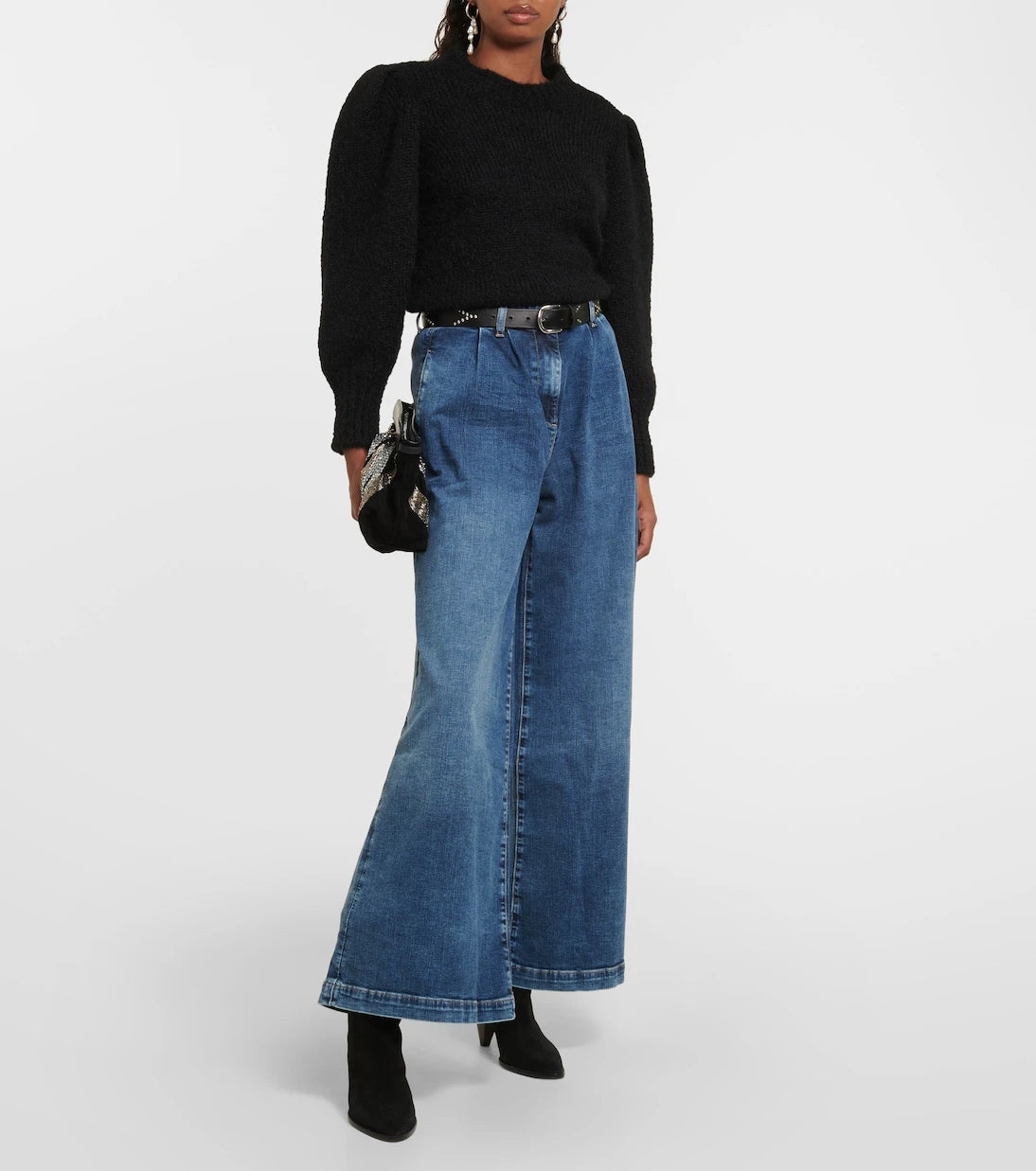 AG Jeans - بنطلون جينز ستيلا بقصة ساق واسعة وخصر عالٍ