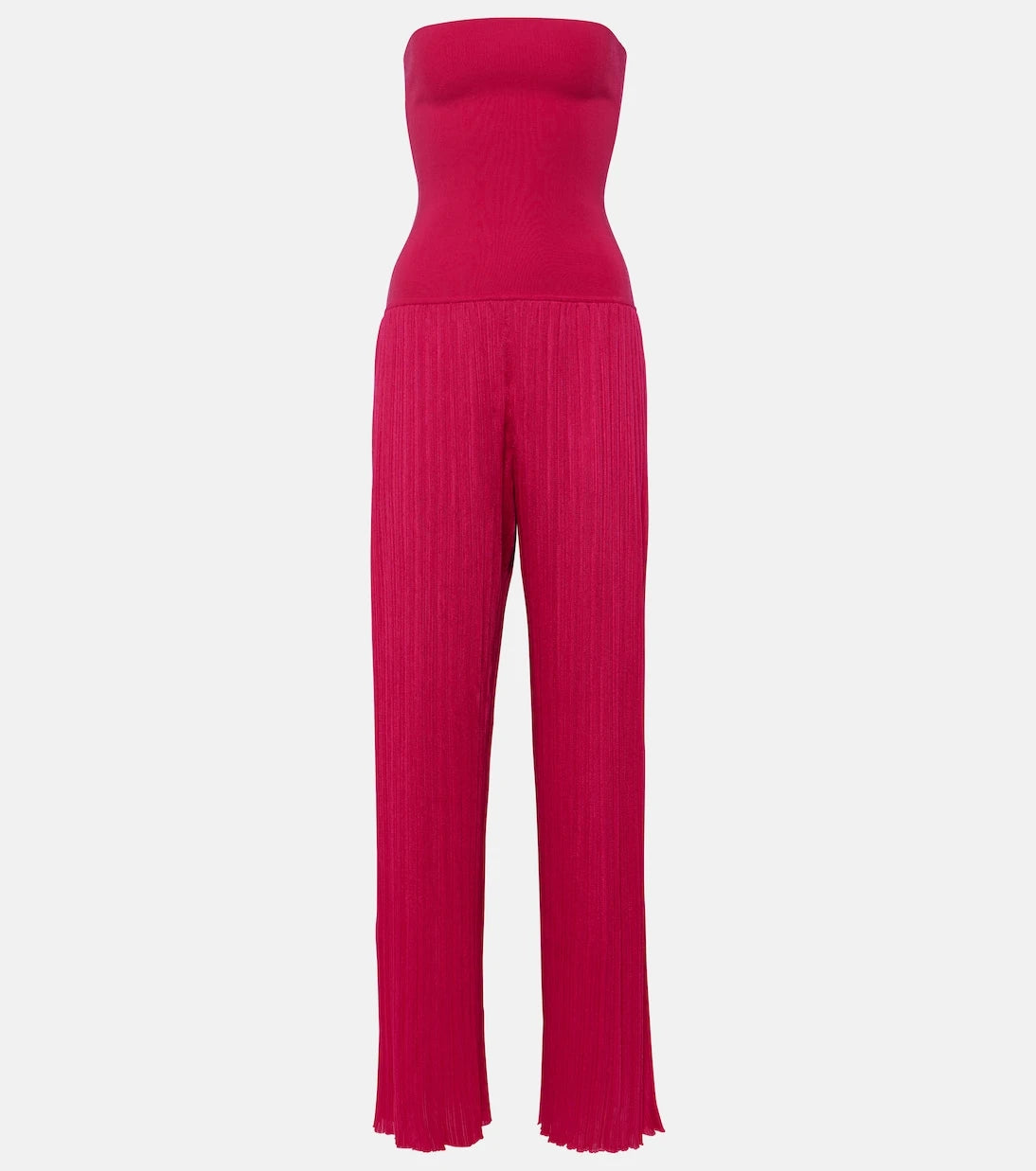 Alaïa - Strapless pleated knitted jumpsuit