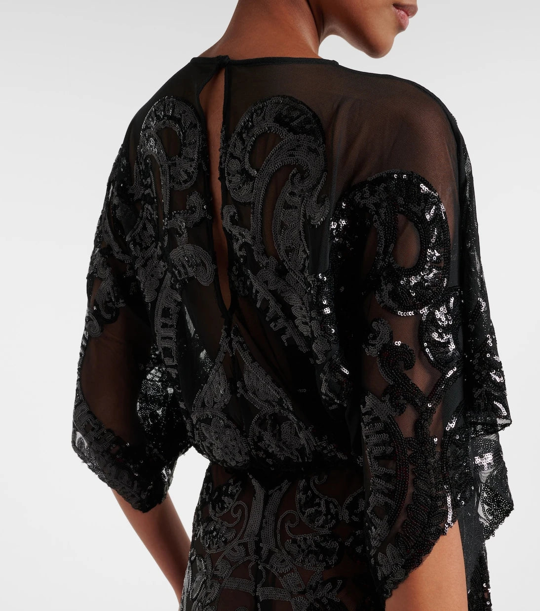 Norma Kamali - Obie sequined semi-sheer mesh jumpsuit