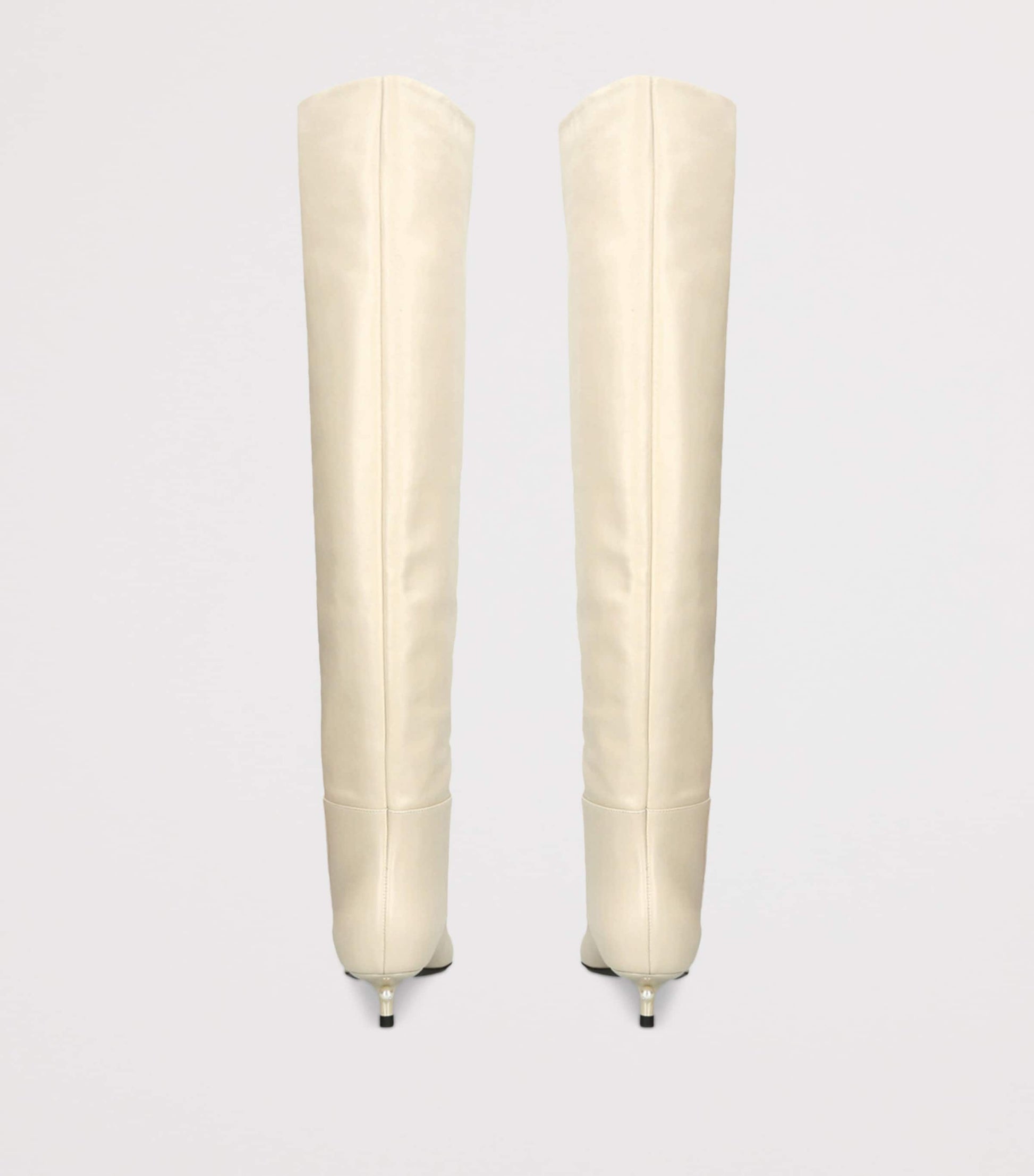 Alevi Beige Leather Derby Knee-High Boots 35