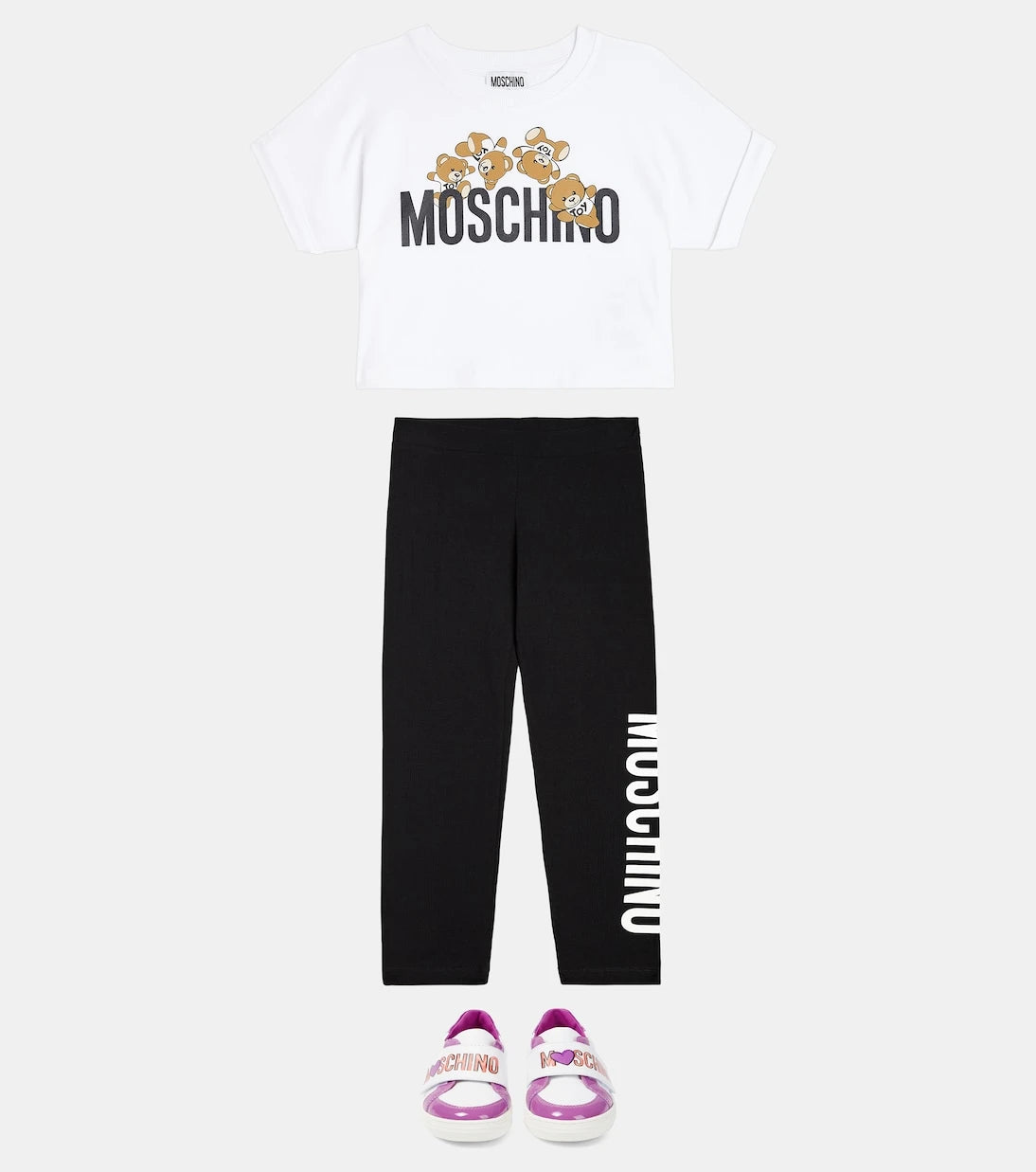 Moschino Kids - أحذية رياضية جلدية بشعار