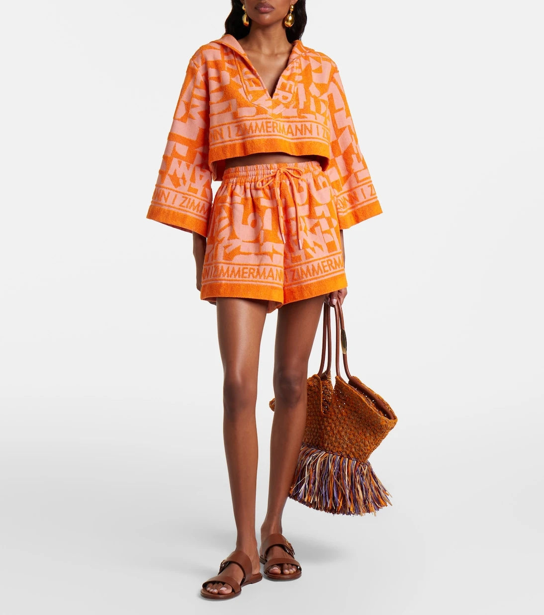 Zimmermann - Solstice Towelling cotton terry crop top