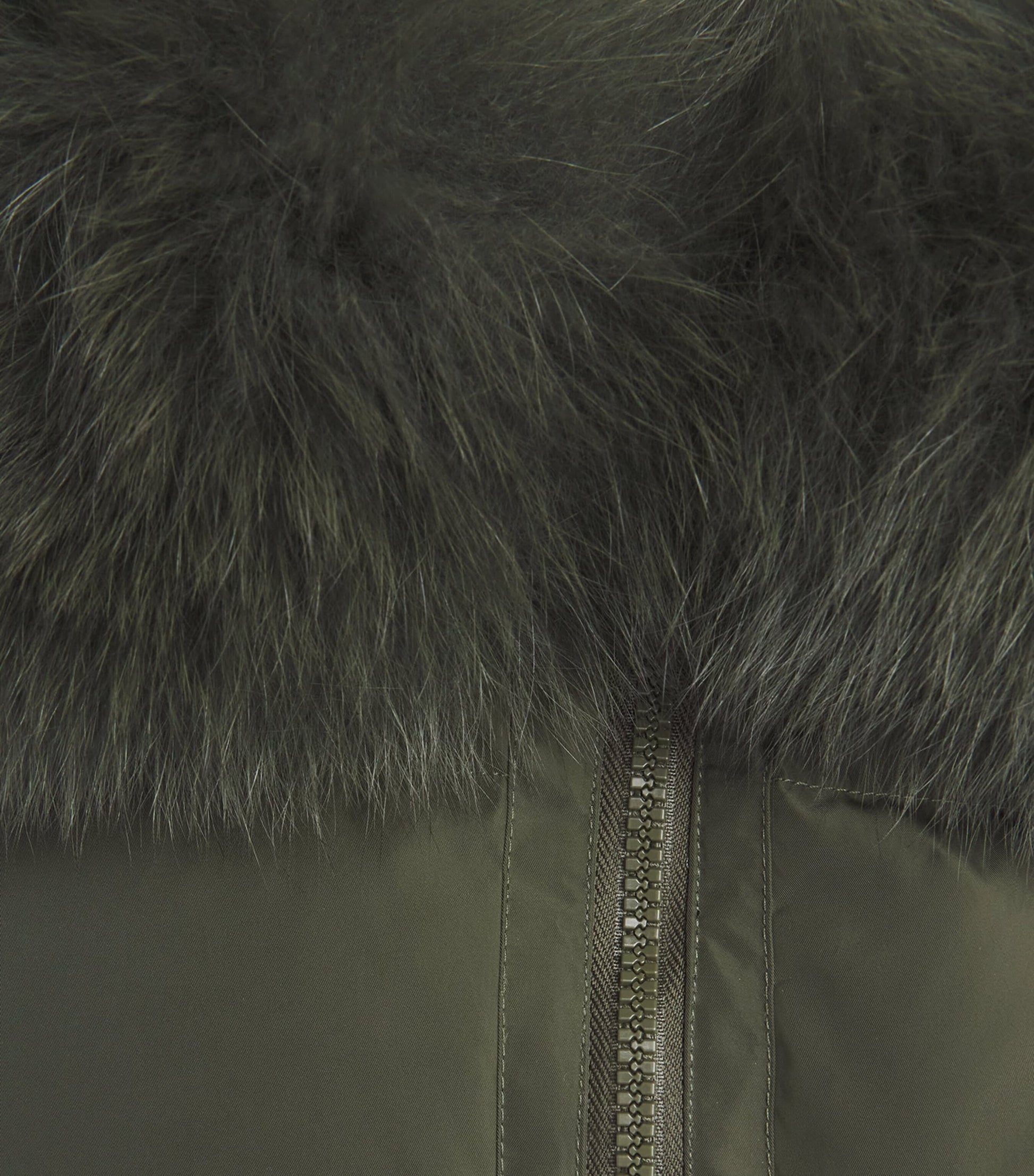 Yves Salomon Green Fur-Trim Down Coat with Mittens