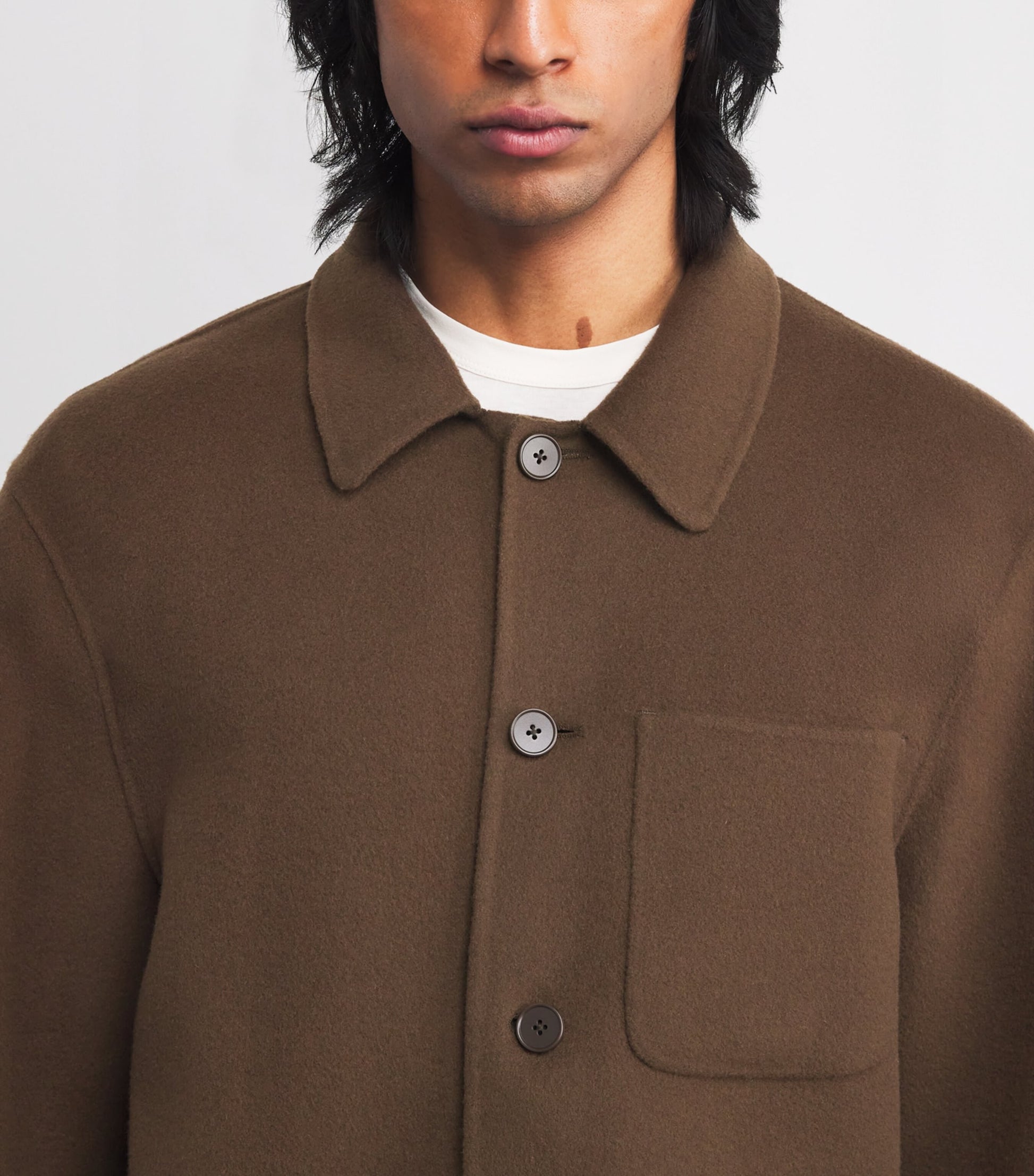 Officine Generale Brown Wool Overshirt