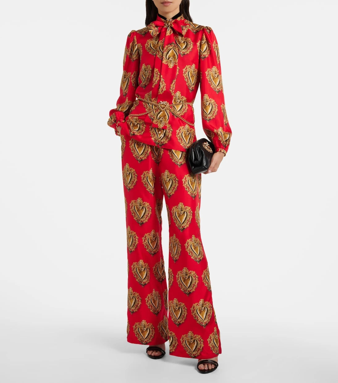 Dolce&Gabbana - Printed high-rise silk palazzo pants
