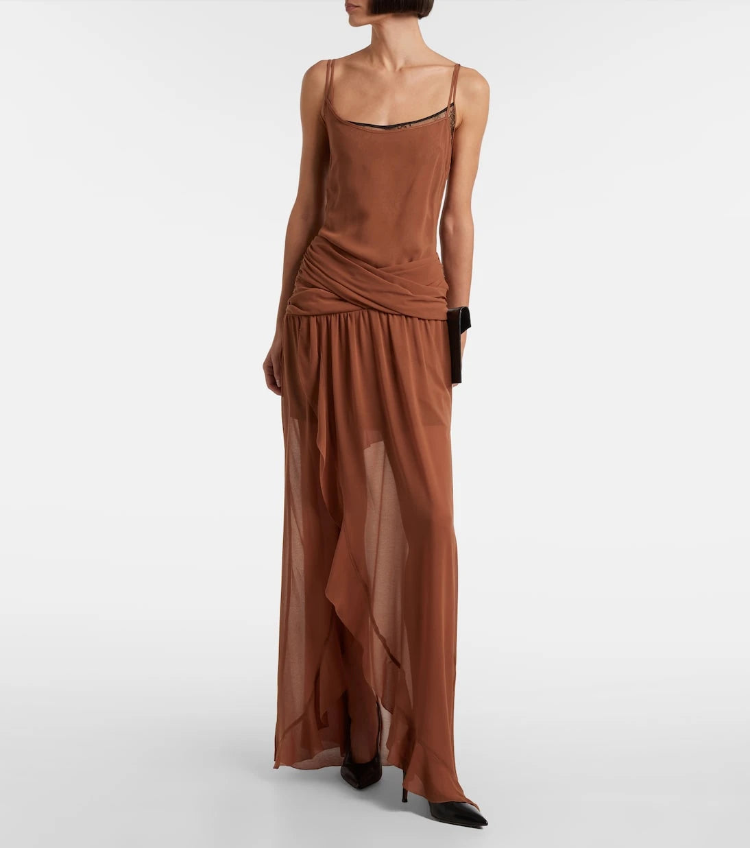 Jacques Wei - Draped ruffled maxi dress