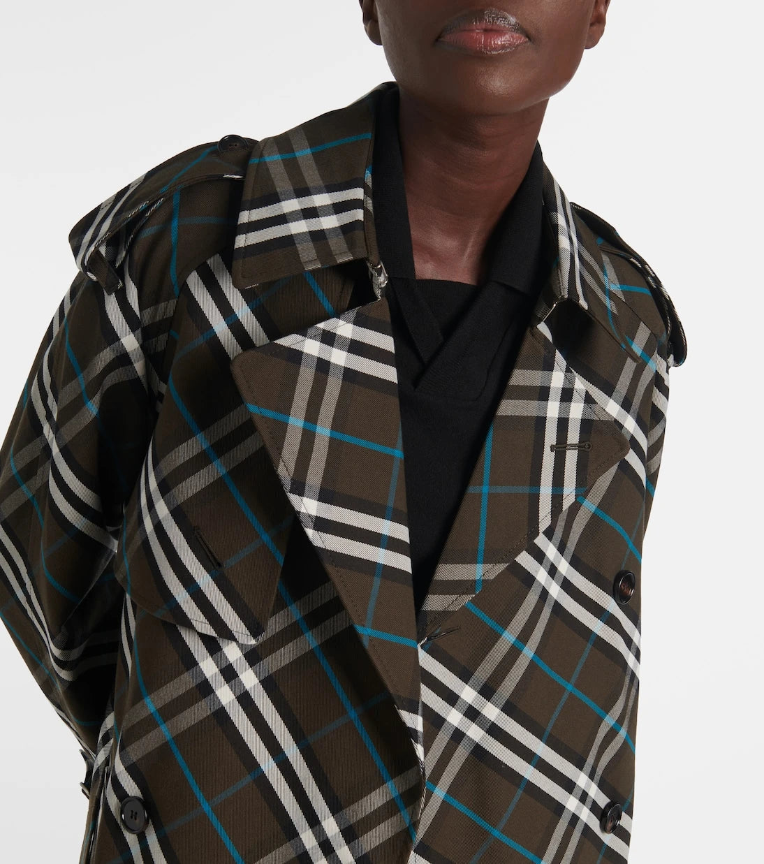 Burberry - معطف الترنش بتصميم مربعات بربري