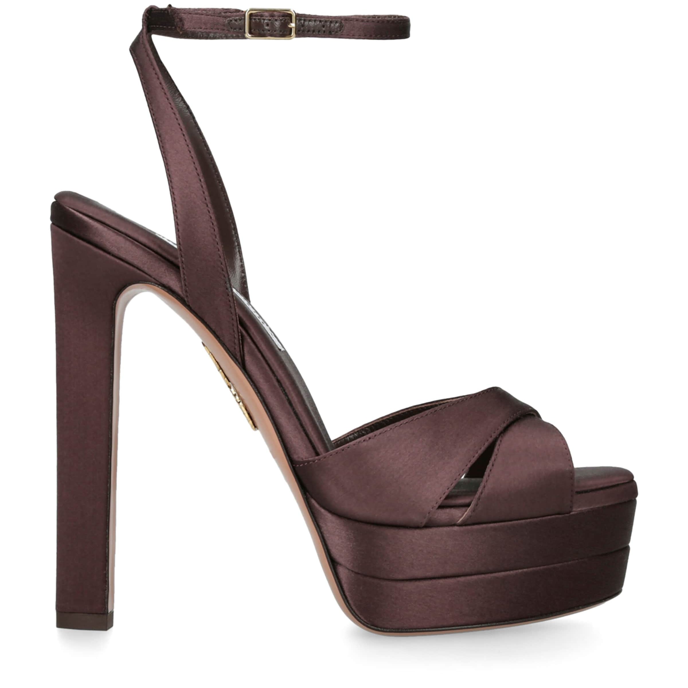 Aquazzura Brown Satin Divine Plateau Platform Sandals 130