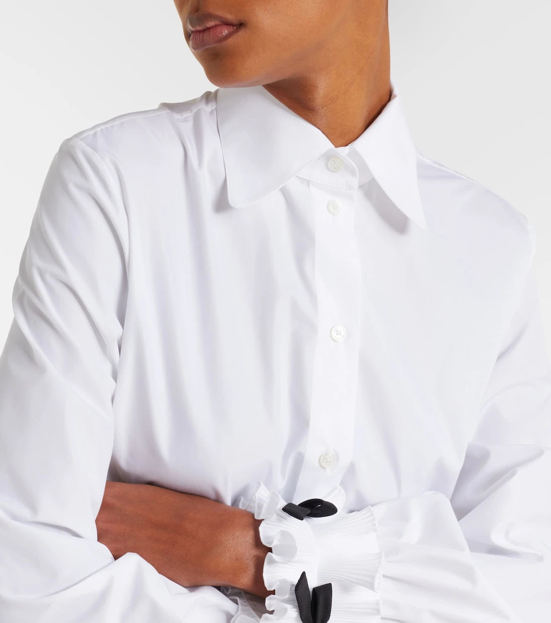 Valentino - Bow-detail cotton-blend poplin shirt