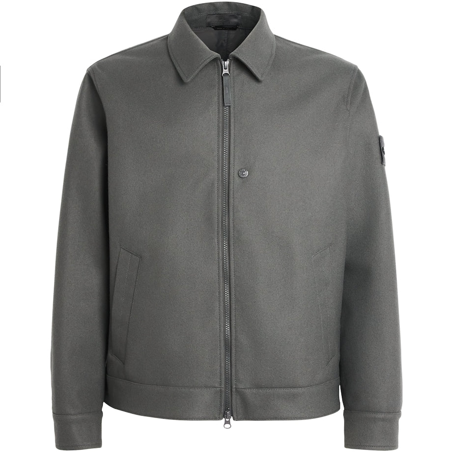 Stone Island Grey Wool-Blend Jacket