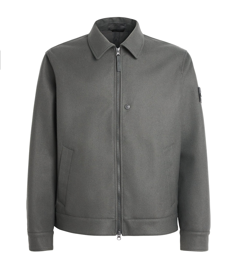 Stone Island Grey Wool-Blend Jacket