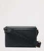Burberry Black Leather Check-Lined Cross-Body Bag
