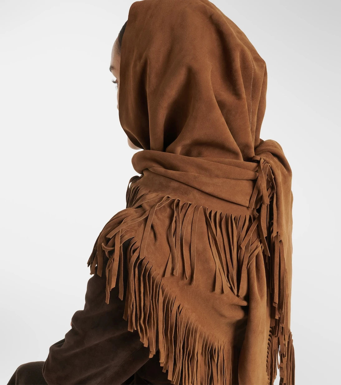 Nour Hammour - Fringed suede shawl