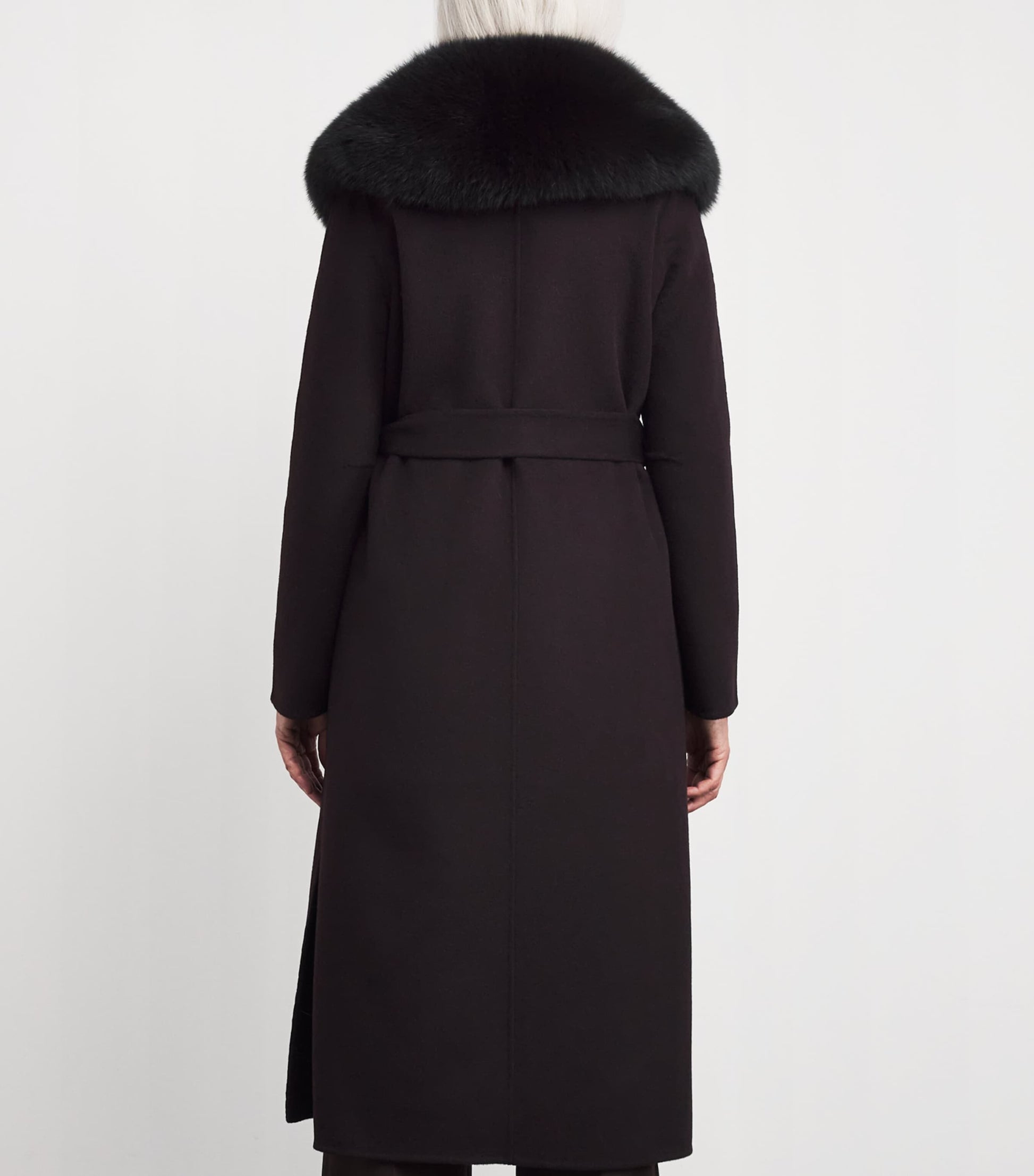 Yves Salomon Red Wool-Cashmere Fur-Trim Coat