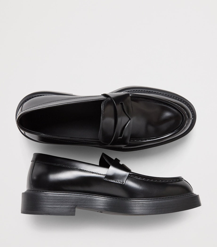 Brushed Leather Loafers