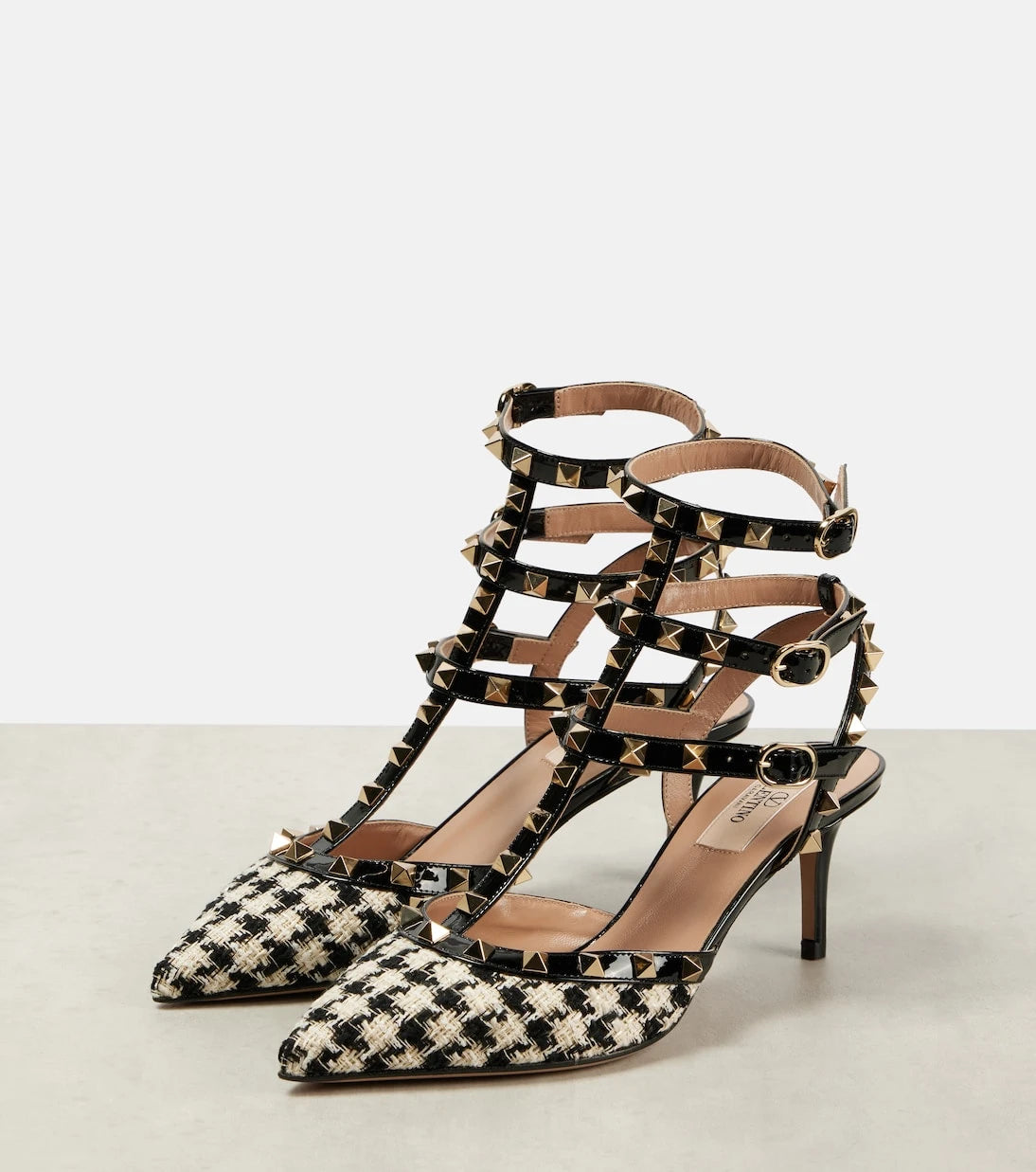 Valentino Garavani - Rockstud 65 leather-trimmed tweed pumps