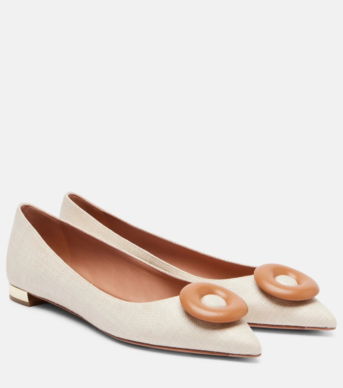 Aquazzura - Hoop leather-trimmed ballet flats