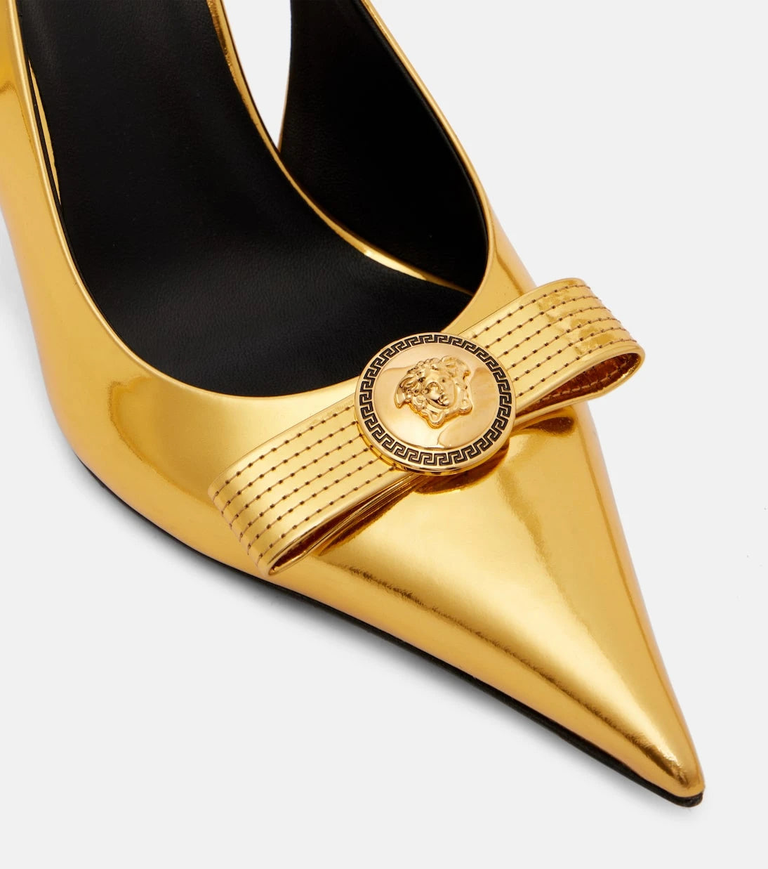 Versace - Gianni Ribbon 85 leather slingback pumps