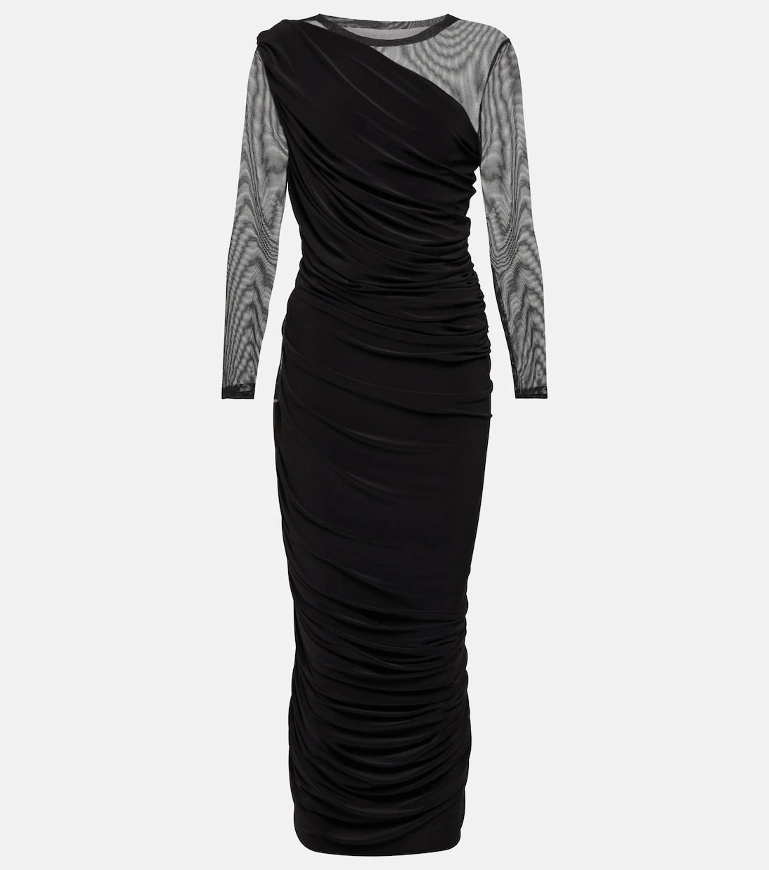 Norma Kamali - Diana asymmetric mesh midi dress