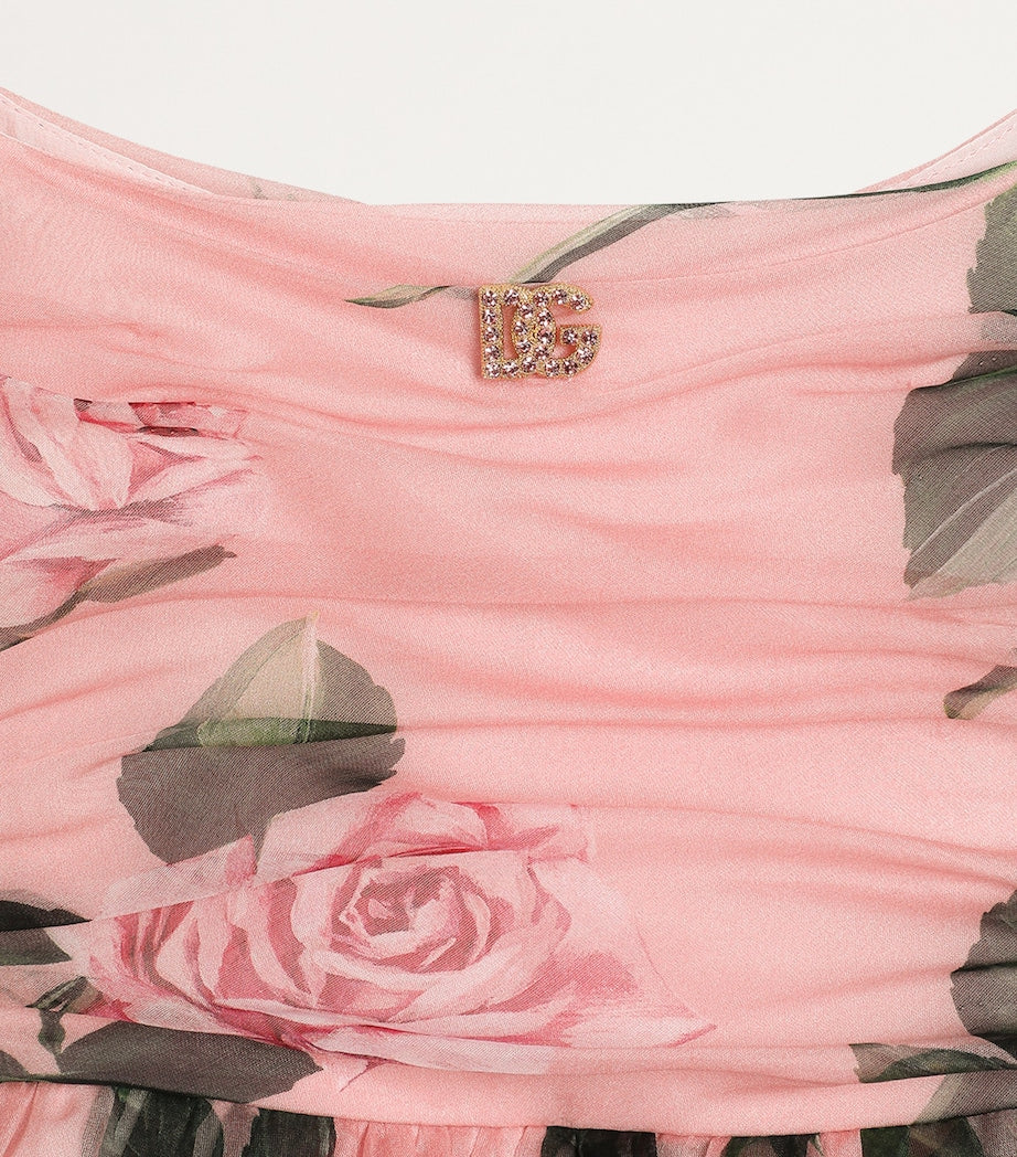 Dolce & Gabbana Kids Multi Silk-Blend Floral Dress (8-12+ Years)