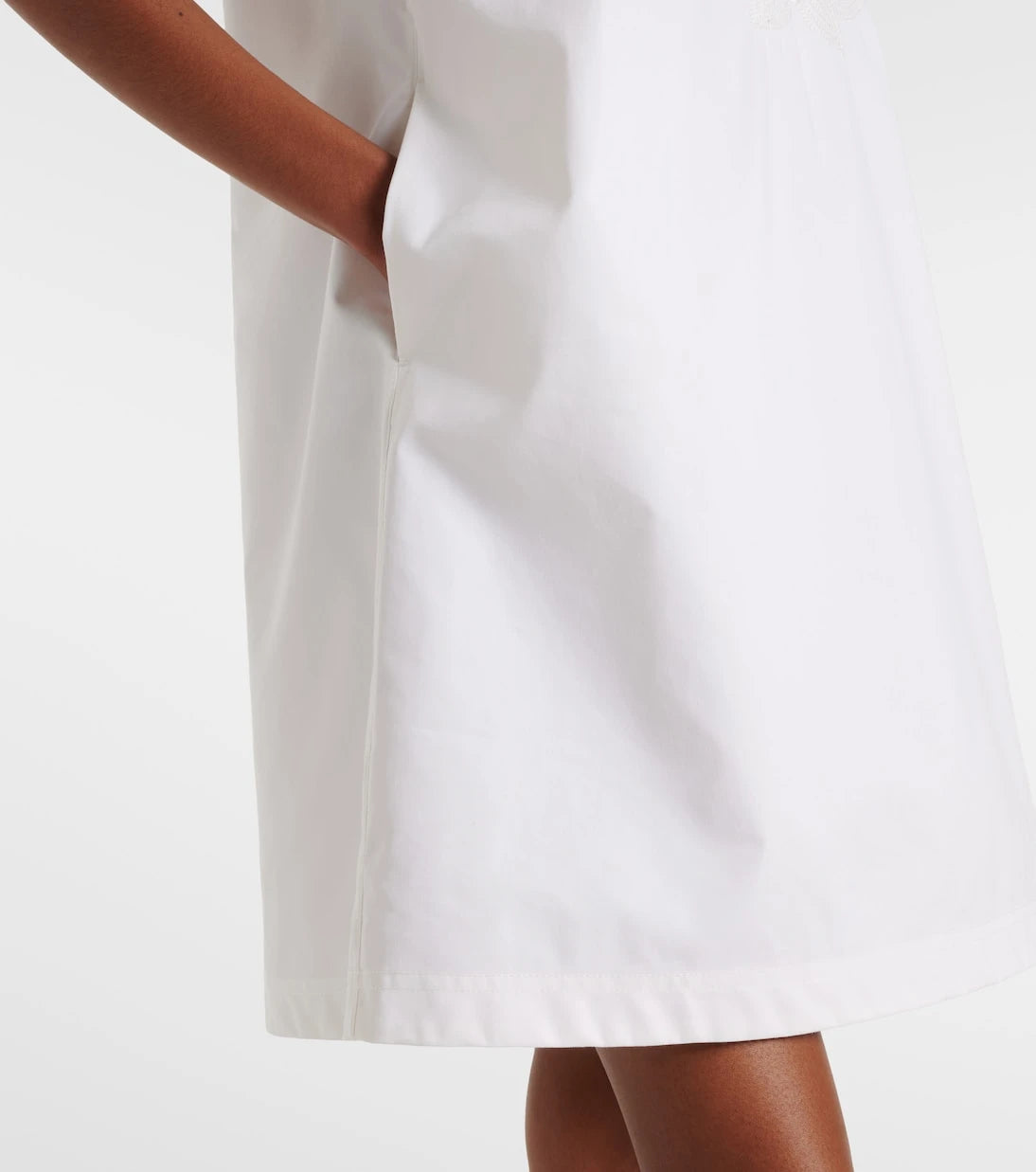 Moncler - Embroidered cotton-blend poplin midi dress