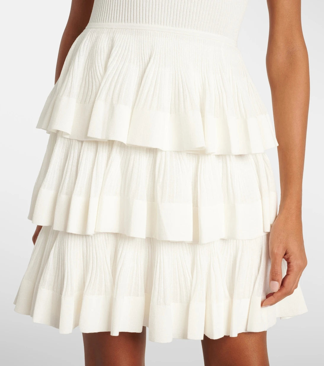 Zimmermann - Crush Ruffled tiered knitted minidress