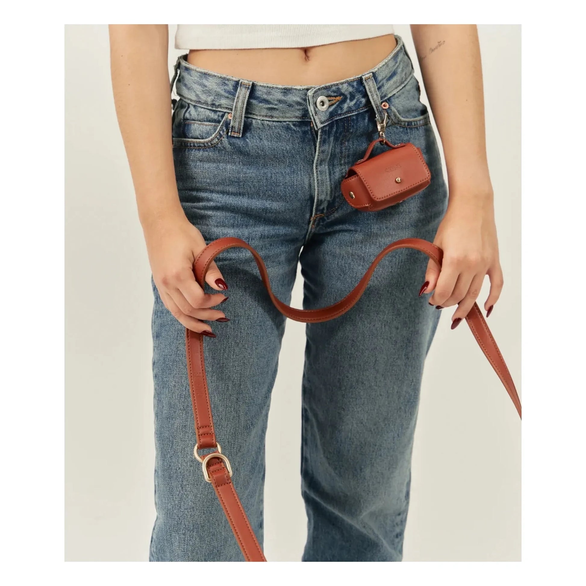 Cafide - 3 position dog leash in vegan leather | Brown