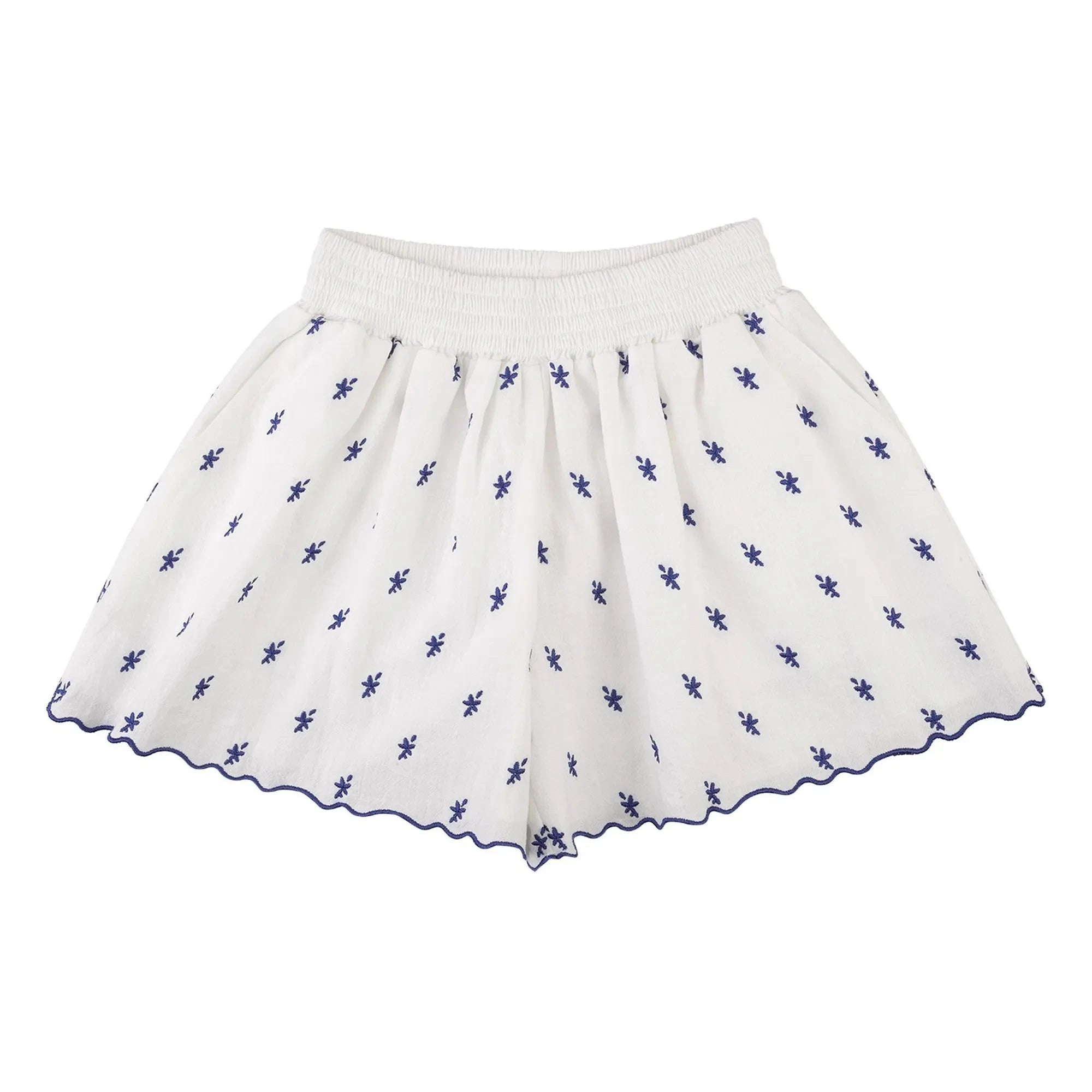 THE LiTTLE POETS - Deolinda Floral Embroidered Shorts  | White