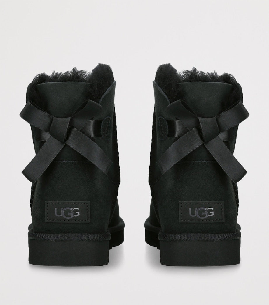 UGG Black Suede Mini Bailey Bow II