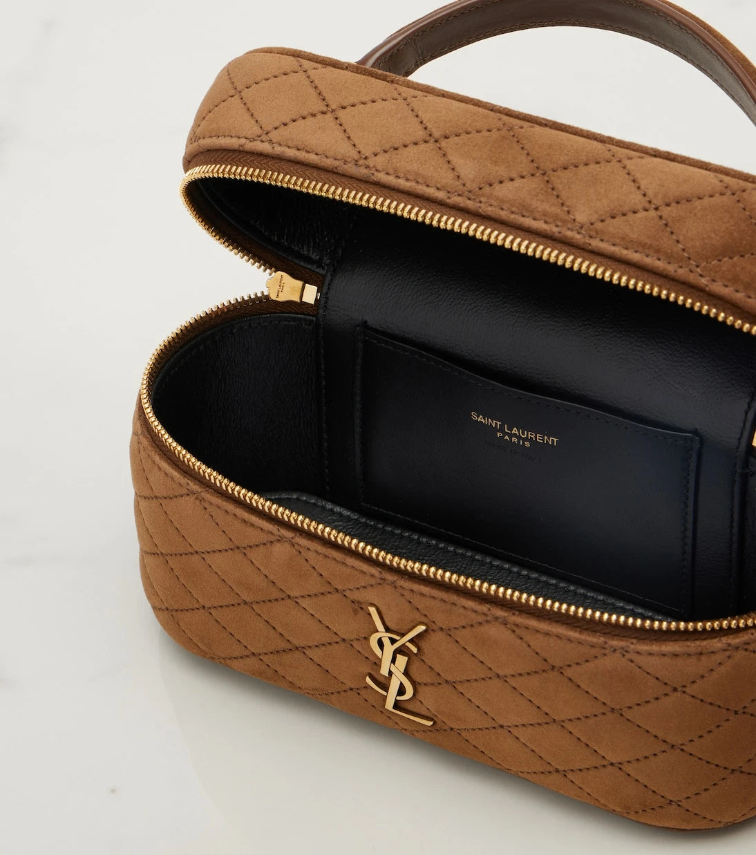Saint Laurent - Gaby Mini quilted suede vanity bag