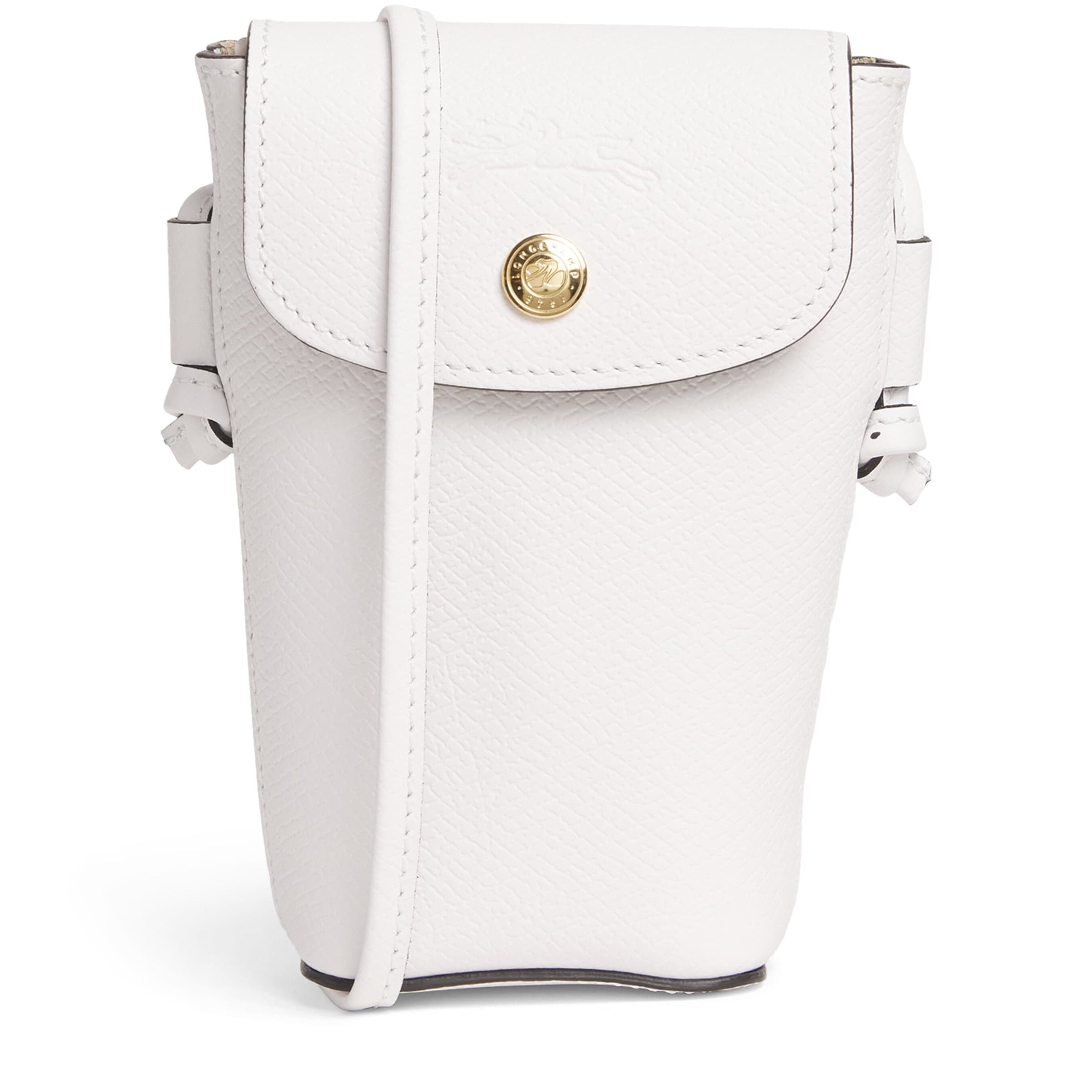 Longchamp White Leather Épure Phone Case with Strap