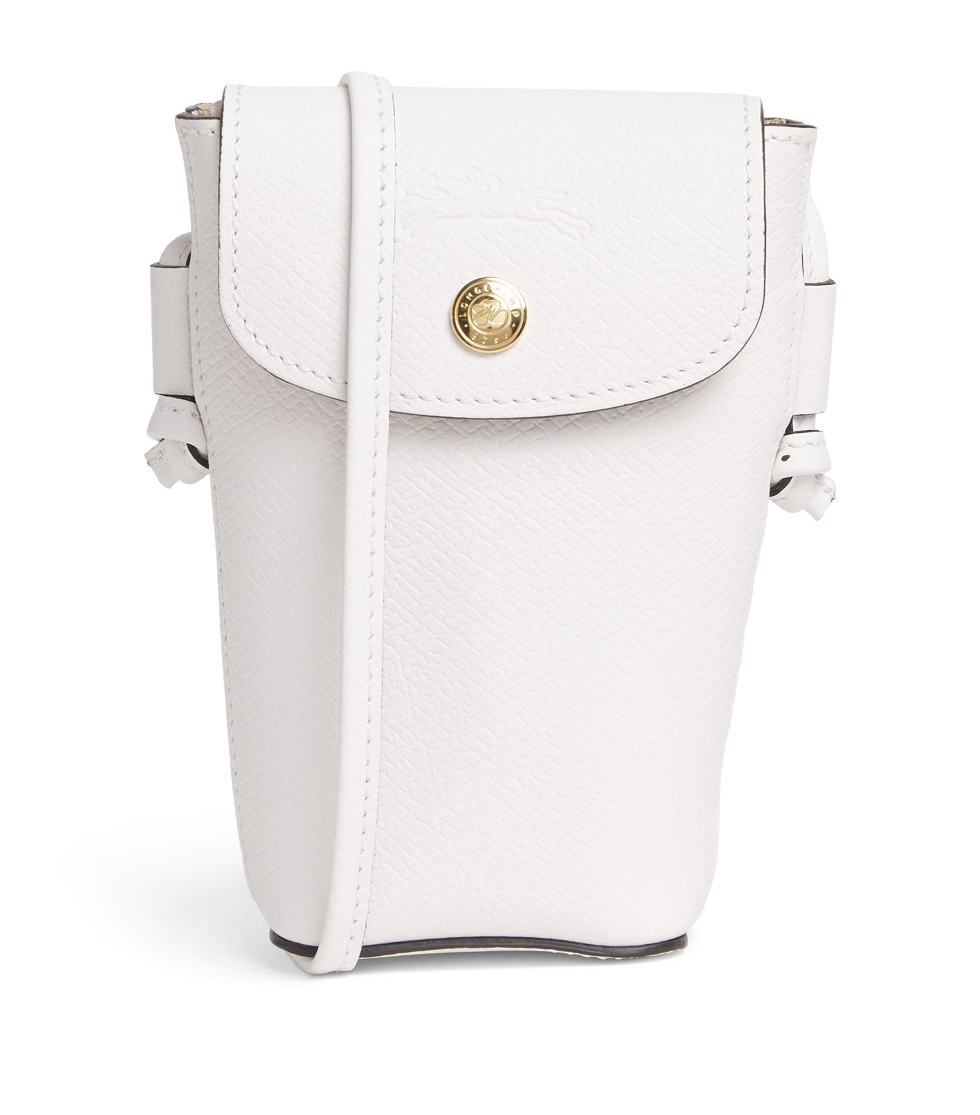 Longchamp White Leather Épure Phone Case with Strap