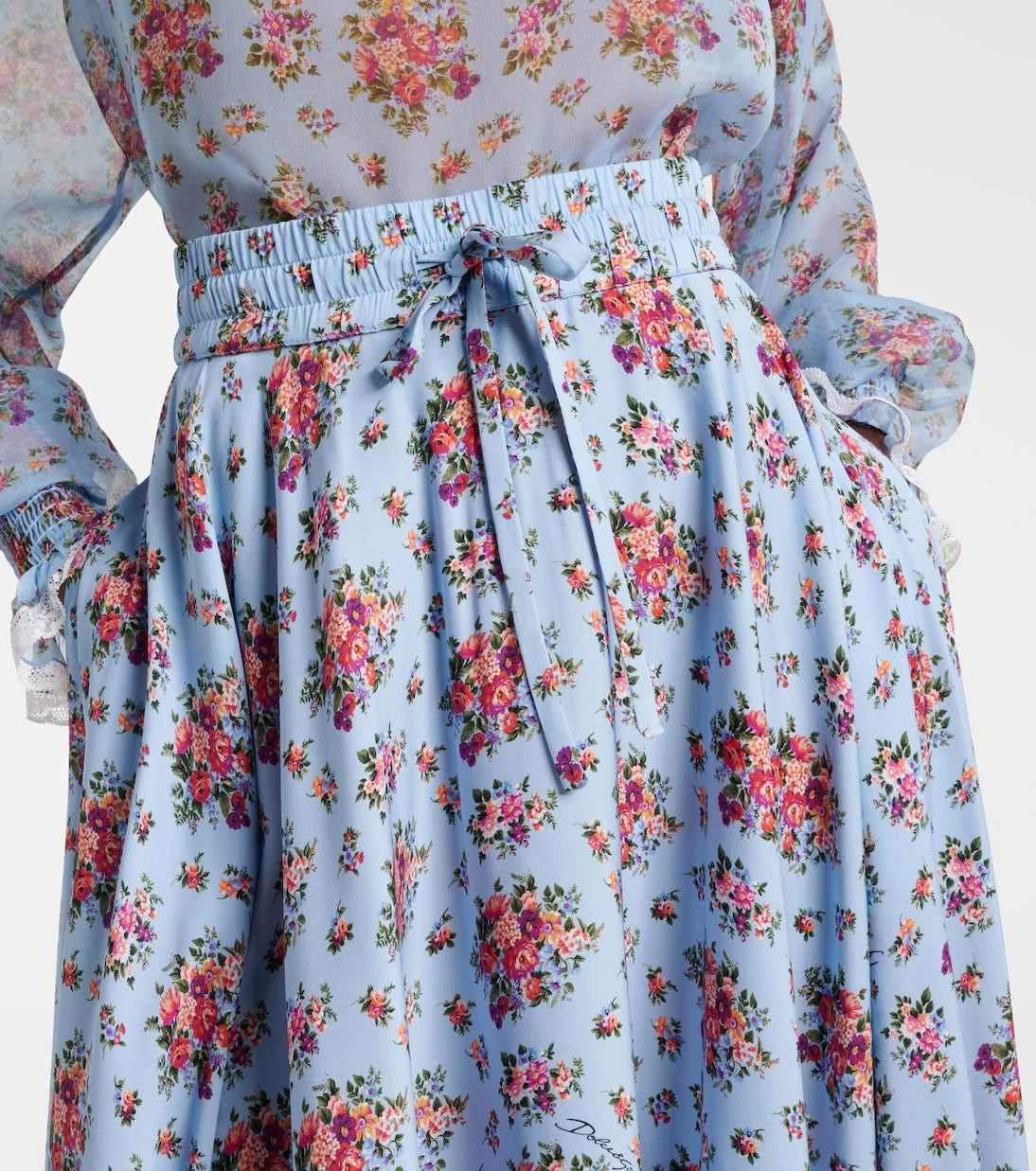 Dolce&Gabbana - Floral silk-blend midi skirt