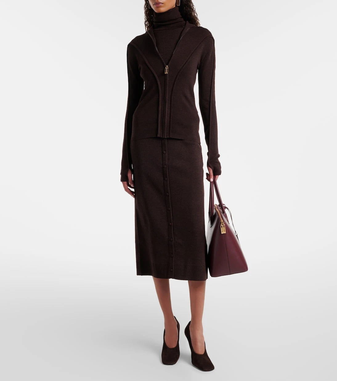 Victoria Beckham - Knitted wool-blend midi skirt