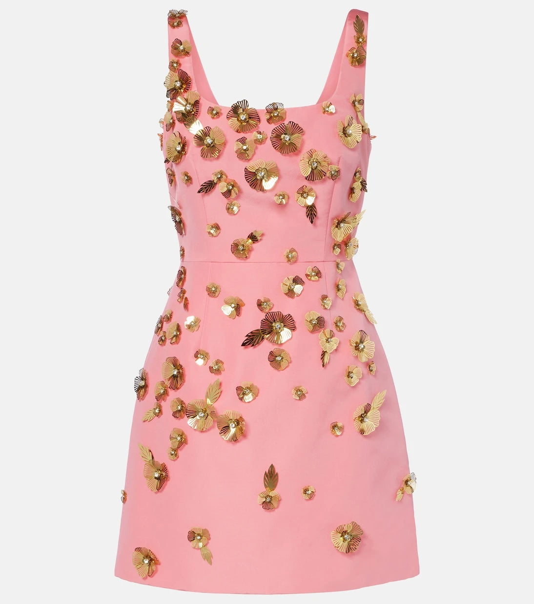 Carolina Herrera - Floral-appliqué silk faille minidress