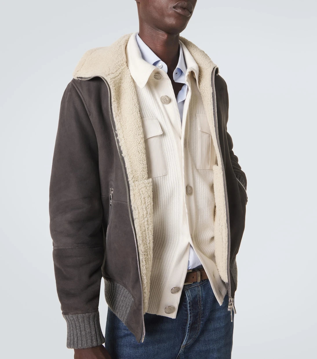 Brunello Cucinelli - Cashmere-trimmed shearling blouson jacket