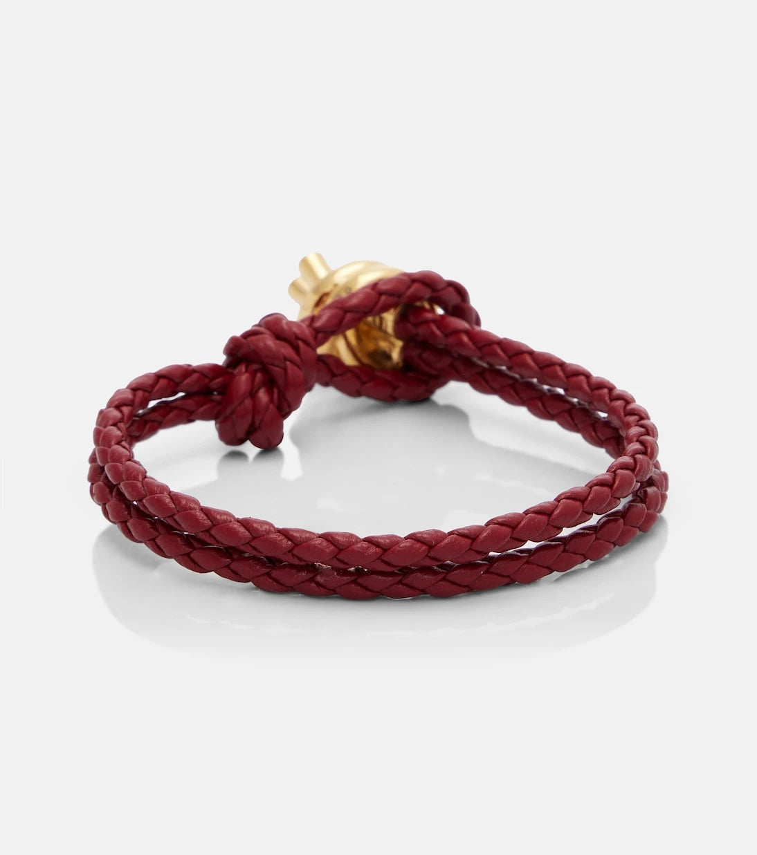 Bottega Veneta - Knot braided leather and sterling silver bracelet