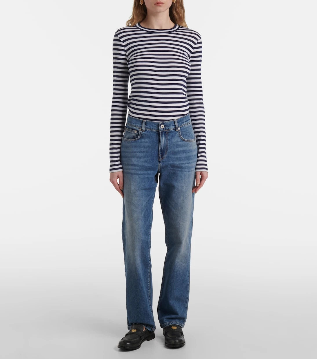 AG Jeans - بنطلون جينز بقصة مستقيمة وخصر مرتفع