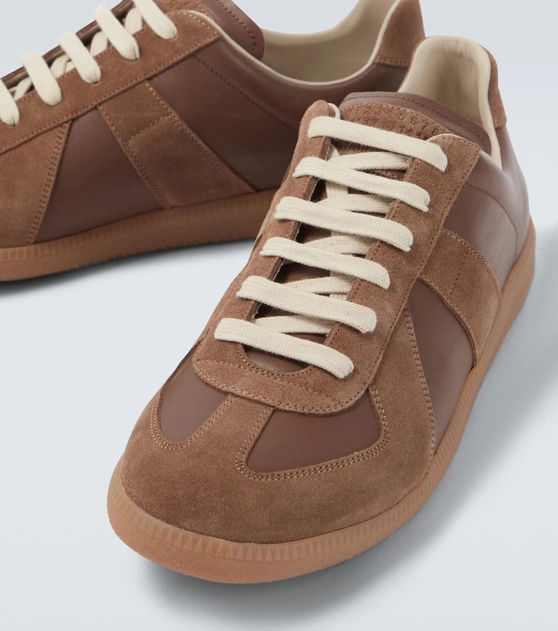 Maison Margiela - Replica leather-trimmed suede sneakers