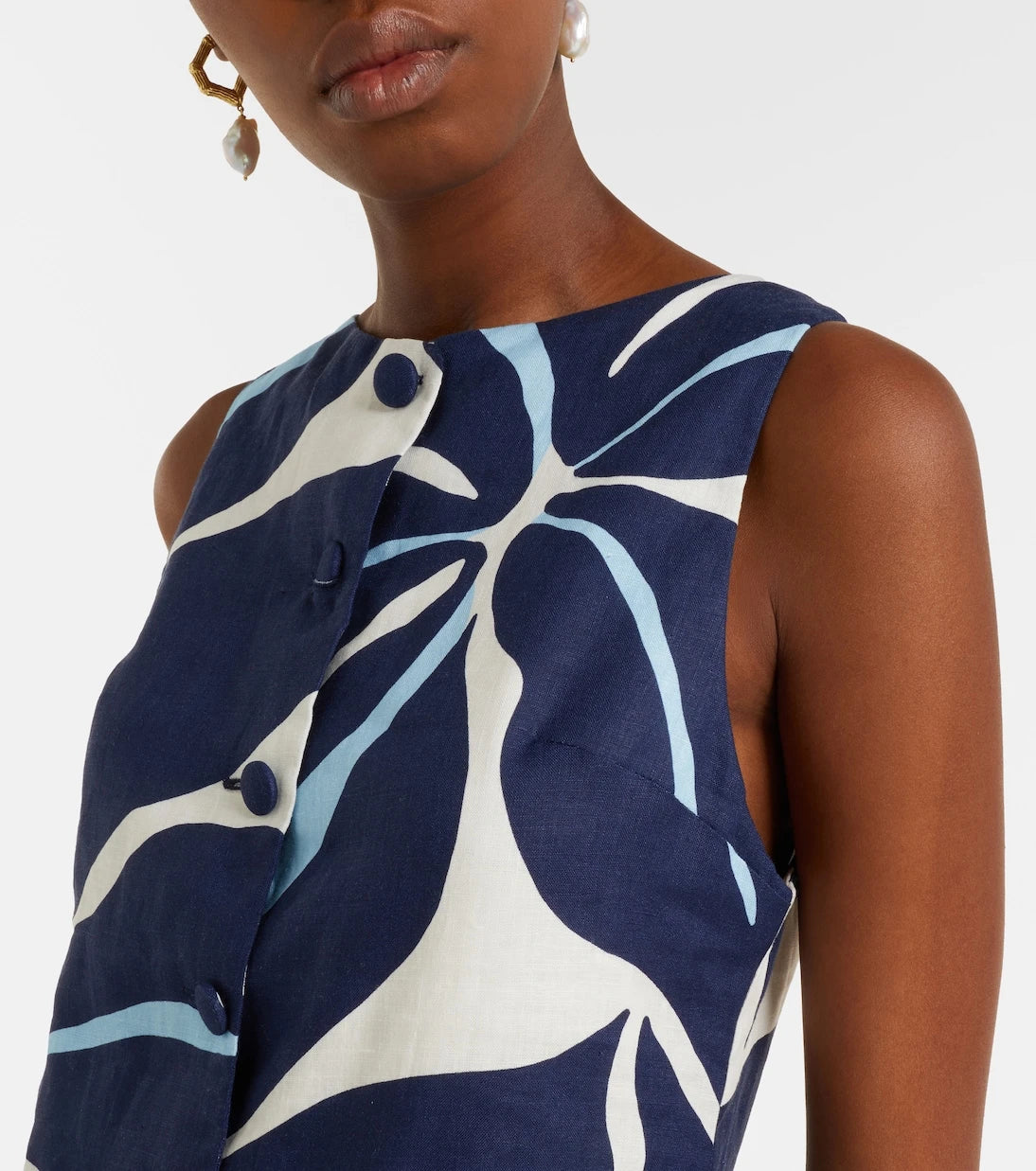 Cala de la Cruz - Rhoda printed linen minidress