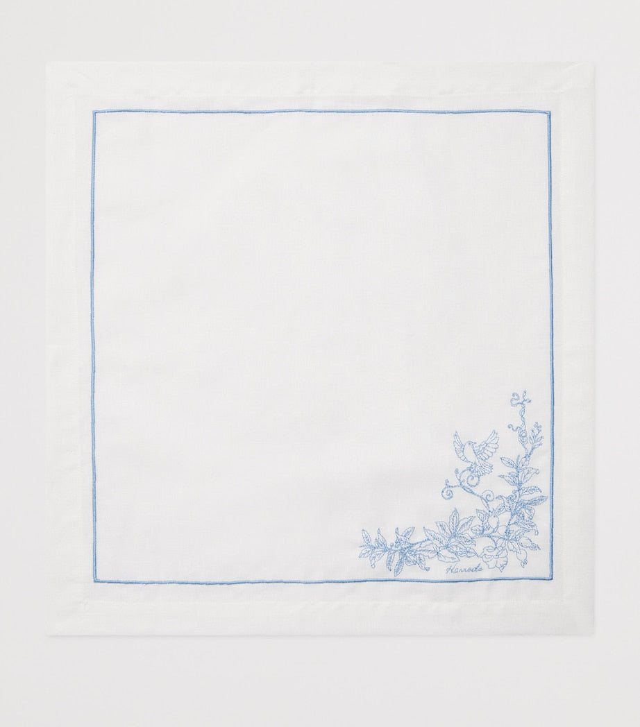 Set of 4 Cotton-Linen Embroidered Napkins