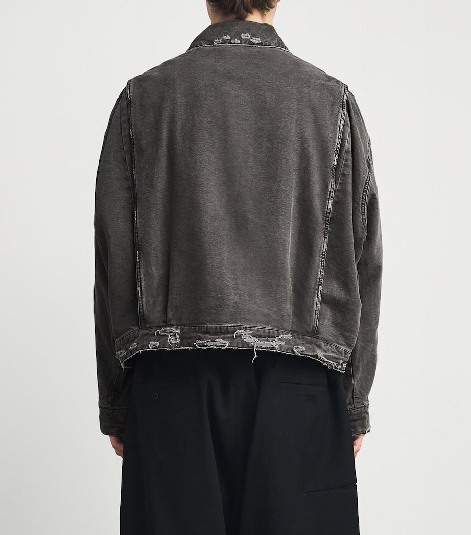 Distressed Trucker Jacket 000 BLACK