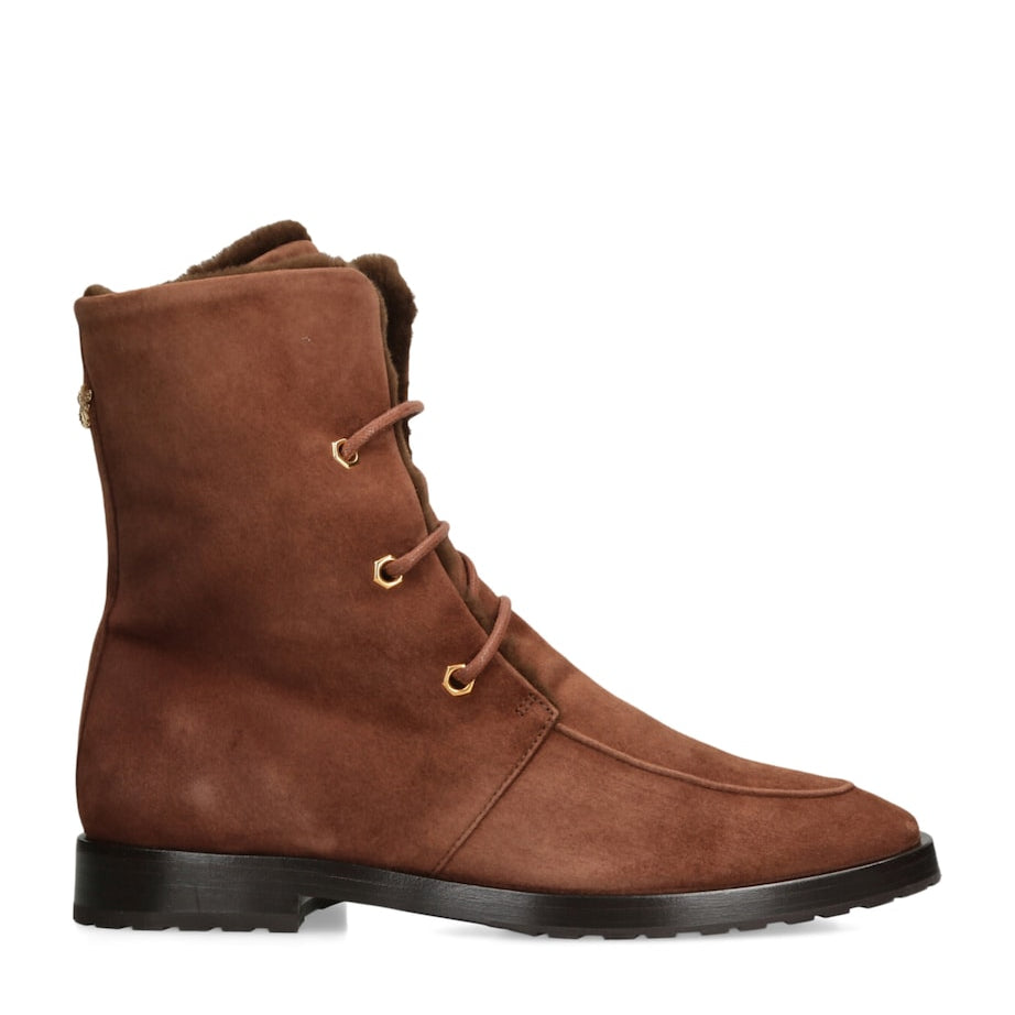 Bougeotte Brown Suede Shearling-Lined Boots