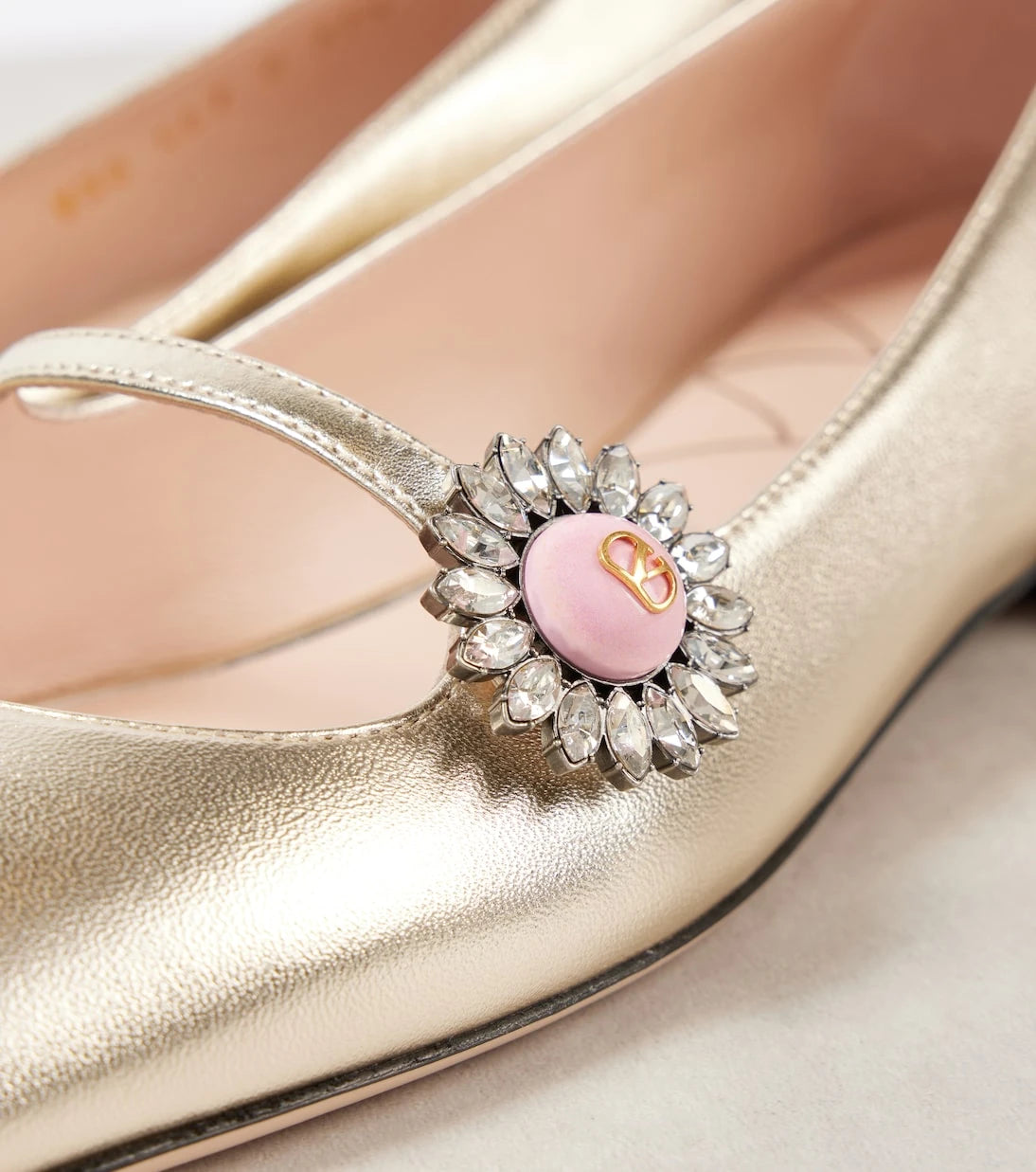 Valentino Garavani - Metallic leather Mary Jane flats