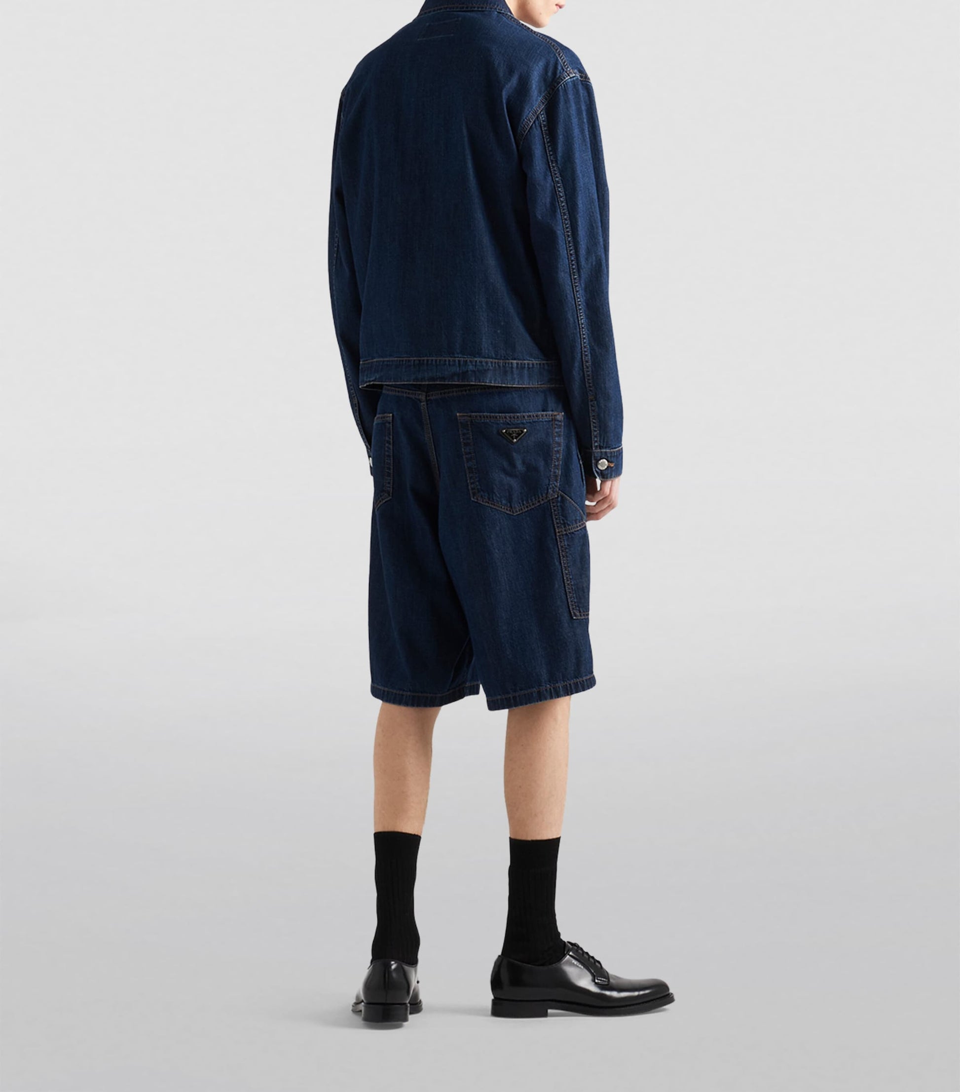 Prada Blue Logo-Plaque Denim Jacket