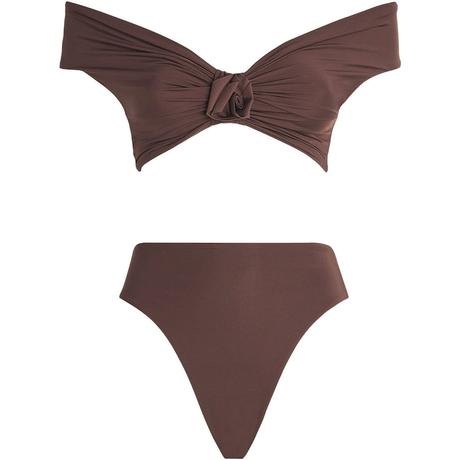 Maygel Coronel Brown Off-The-Shoulder Sauco Bikini