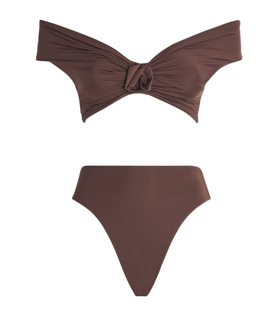 Maygel Coronel Brown Off-The-Shoulder Sauco Bikini